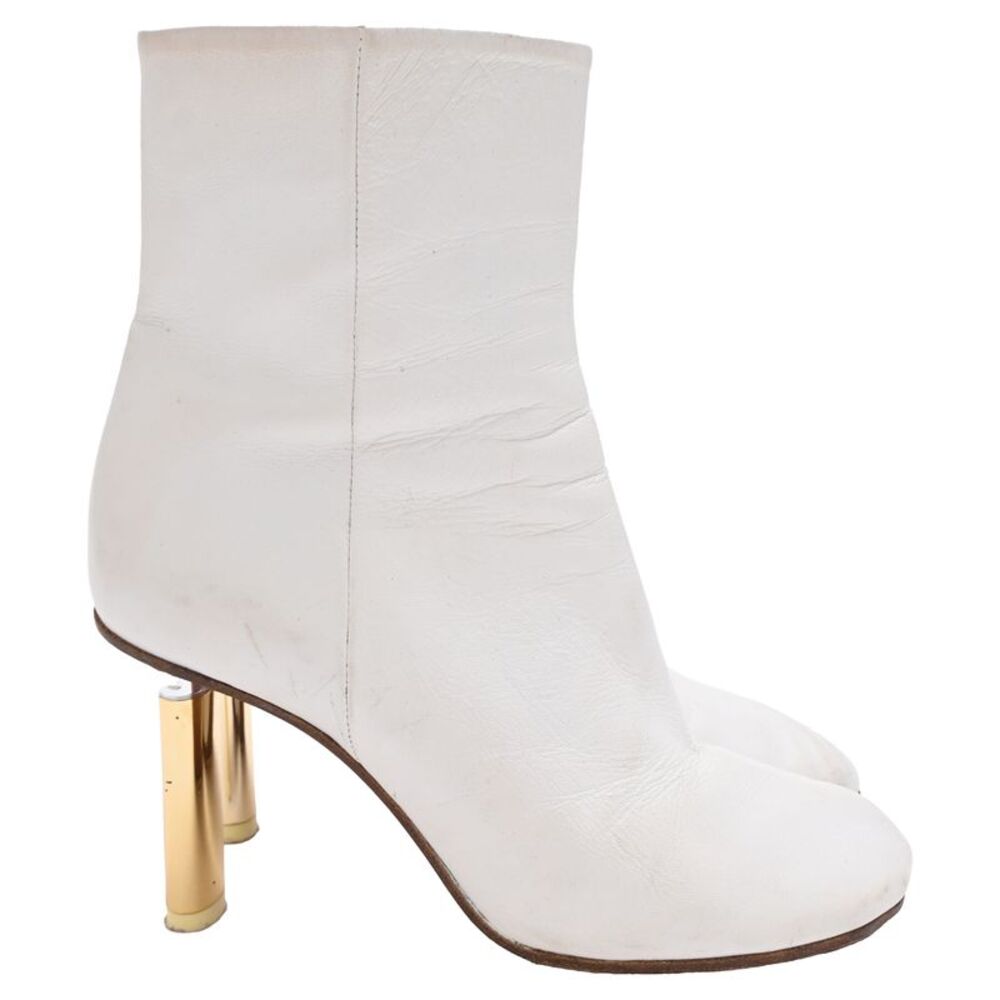 Vetements Bullet Heel Tabi Boots in White Leather